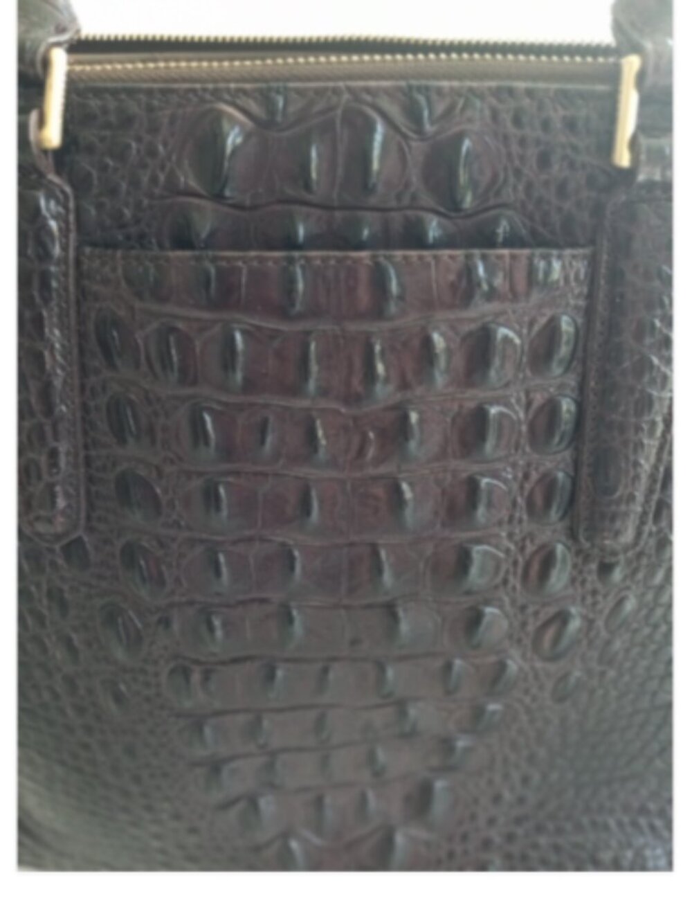 Brahmin Espresso Melbourne Croc Embossed Leather Satchel Shoulder Bag - Picture 10 of 16